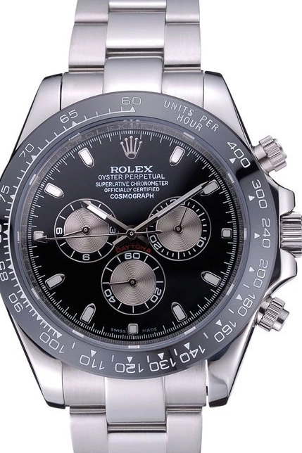 Aaa replica watch Black Rolex Stainless Dial Bracelet 622543 Steel Cosmograph Daytona 0710